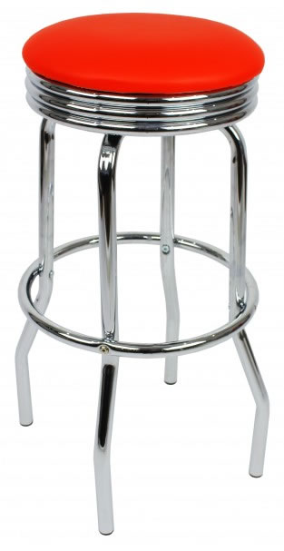 Fountain Retro Red Kitchen Bar Stool Padded Seat Chrome Frame