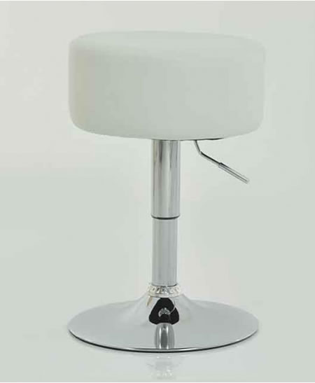 Low Small Bar Stool - White Padded Stool 