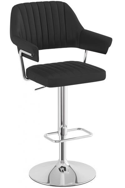 Vibe Retro Style Adjustable Bar Stool with Padded Faux Leather Seat Chrome Frame