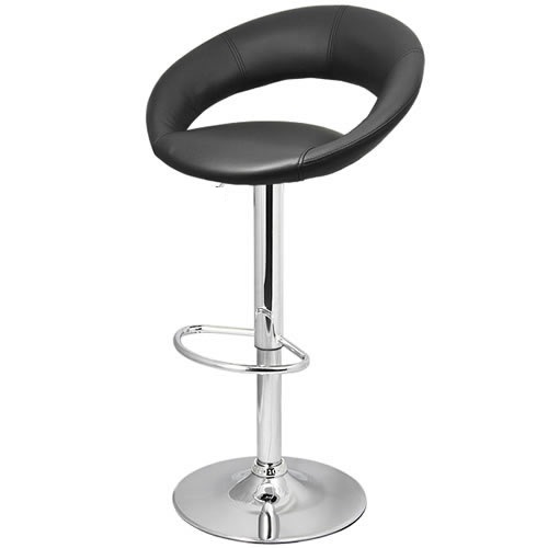 Moony Bar Stool - Adjustable - Chrome and Faux Leather 
