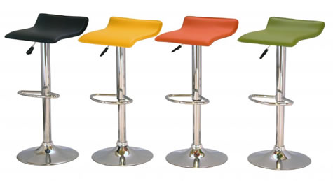 Pair of Zest Kitchen Breakfast Bar Stool Stylish Modern Padded Seat in Orange, Green, Yellow or Black